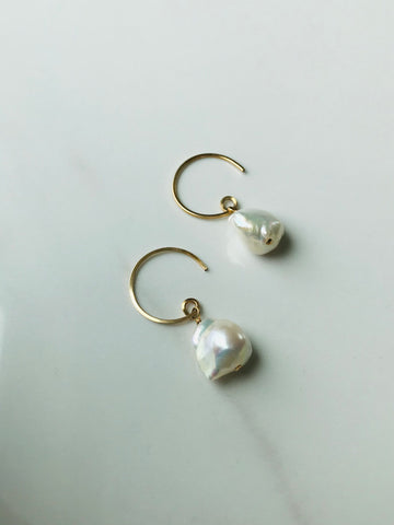 Baroque Pearl Hoop Earrings