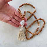 Baroque Pearl & Sandalwood Mala Necklace