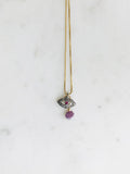 Pavé Diamond & Ruby Eye Necklace