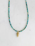 Turquoise & Gold Diamond Arrowhead Necklace
