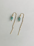 Emerald & Gold Threader Earrings