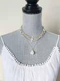 Pearl & White Turquoise Long Necklace