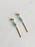 Emerald & Gold Bar Earrings