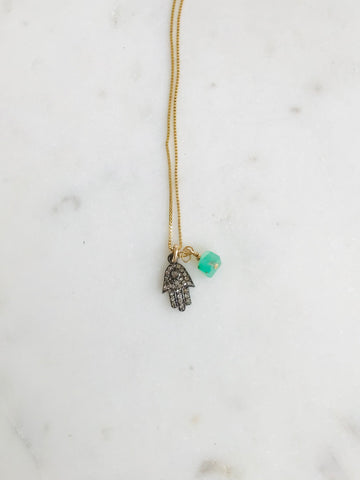 Pavé Diamond Hamsa Hand Necklace