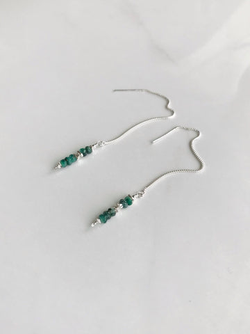 Emerald Gemstone Threader Earrings