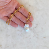 Baroque Pearl & Gold Toggle Necklace