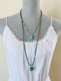 Carved Turquoise Pendant & Sandalwood Necklace