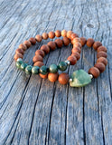 Emerald & Sandalwood Stretch Bracelet