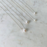 Floating Pearl & Silver Necklace