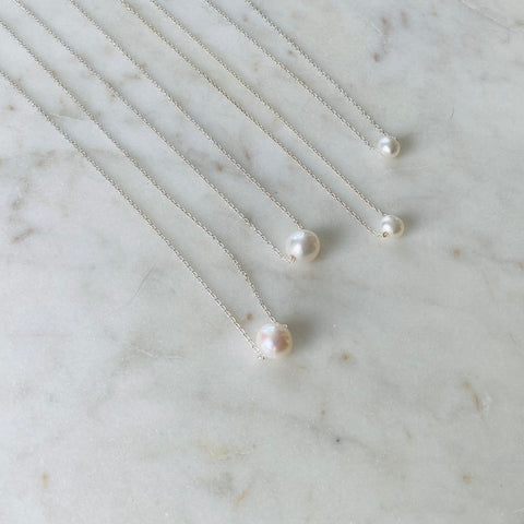 Floating Pearl & Silver Necklace