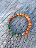 Emerald & Sandalwood Stretch Bracelet