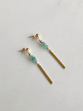 Emerald & Gold Bar Earrings