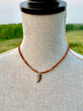 Diamond Horn Pendant & Sandalwood Necklace