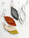 Leather Feather Earrings