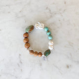 Arizona Turquoise & Keshi Pearl Sandalwood Bracelet