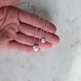 Floating Pearl & Silver Necklace