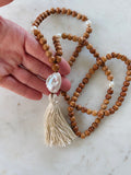 Baroque Pearl & Sandalwood Mala Necklace