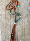 Turquoise and Sandalwood 108 Bead Mala