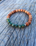 Emerald & Sandalwood Stretch Bracelet