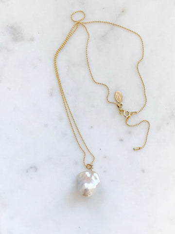 Champagne Baroque Pearl & Gold Necklace