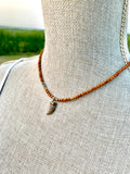 Diamond Horn Pendant & Sandalwood Necklace