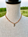 Diamond Horn Pendant & Sandalwood Necklace
