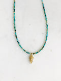Turquoise & Gold Diamond Arrowhead Necklace