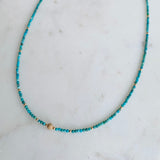 Turquoise & Gold Stardust Bead Necklace