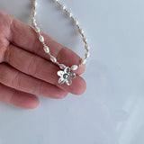 Flower Pendant & Pearl Necklace