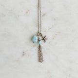 Larimar & Starfish Tassel Necklace