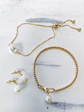 Baroque Pearl and Gold Adjustable Bracelet