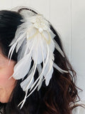 White Feather & Sequin Fascinator