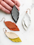Leather Feather Earrings