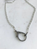 Pavé Diamond Clasp & Silver Necklace