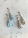 Keshi Pearl & Silk Tassel Earrings