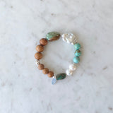 Arizona Turquoise & Keshi Pearl Sandalwood Bracelet