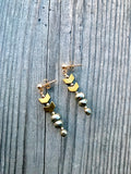 Chevron Gemstone Stack Gold Earrings