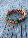 Emerald & Sandalwood Stretch Bracelet