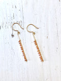 Orange Sapphire Gold Bar Earrings