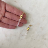 Quartz Crystal and Gold Chevron Earrings
