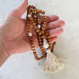 Baroque Pearl & Sandalwood Mala Necklace