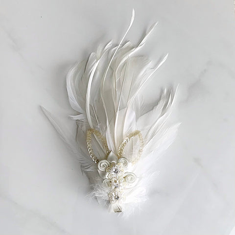 White Feather & Sequin Fascinator