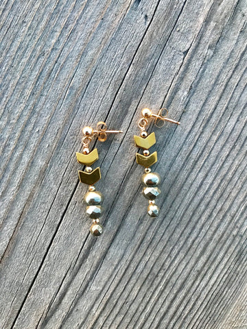 Chevron Gemstone Stack Gold Earrings