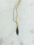 Diamond Feather & Gold Necklace
