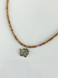 Pave Diamond Om & Ruby Sandalwood Necklace