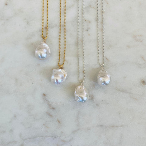 Baroque Pearl and Gold Bead Chain