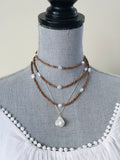 Pearl & Sandalwood Long Necklace