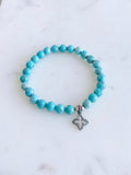 Turquoise & Pavé Diamond Clover Charm