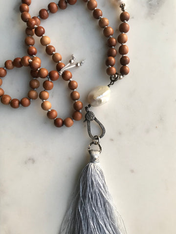 Baroque Pearl Diamonds & Sandalwood Necklace