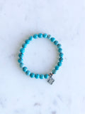 Turquoise & Pavé Diamond Clover Charm